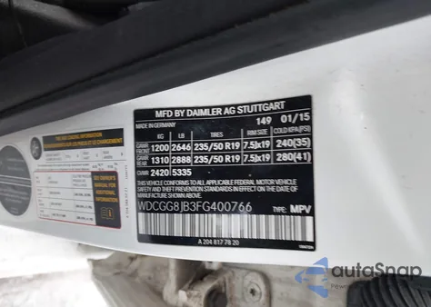 2015 Mercedes-Benz Glk 350 4Matic из США, поврежденный, VIN WDCGG8JB3FG400766